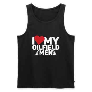 Oilfield - Men's Premium Organic Tank Top - black - Front - AI Model Male 178 light (178cm)