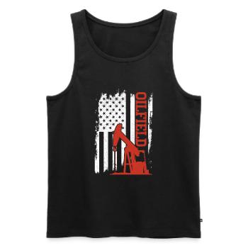 Oilfield - Men's Premium Organic Tank Top - black - Front - AI Model Male 178 light (178cm)