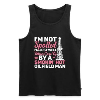 Oilfield - Men's Premium Organic Tank Top - black - Front - AI Model Male 178 light (178cm)