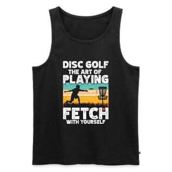 Disque de golf Frisbee - Débardeur bio Premium Homme - noir - Devant - AI Model Male 178 light (178cm)