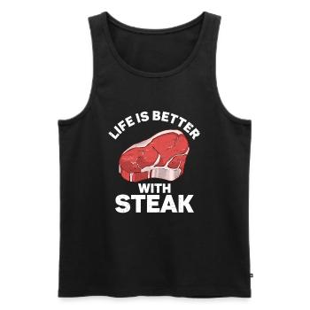 Steak - Männer Premium Bio Tank Top - Schwarz - Vorne - AI Model Male 178 light (178cm)
