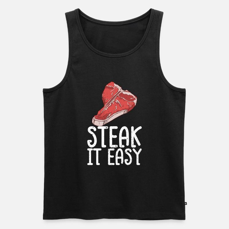 Steak - Männer Premium Bio Tank Top - Schwarz
