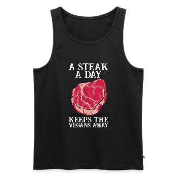 Steak - Männer Premium Bio Tank Top - Schwarz - Vorne - AI Model Male 178 light (178cm)