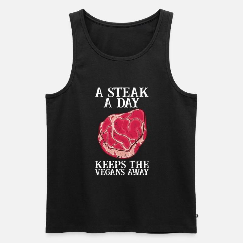 Steak - Männer Premium Bio Tank Top - Schwarz