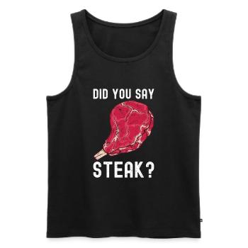 Steak - Männer Premium Bio Tank Top - Schwarz - Vorne - AI Model Male 178 light (178cm)