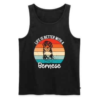 Bernese - Men's Premium Organic Tank Top - black - Front - AI Model Male 178 light (178cm)