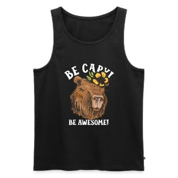 Capybara Animal Rongeur Capibara - Débardeur bio Premium Homme - noir - Devant - AI Model Male 178 light (178cm)