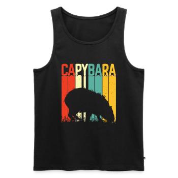 Capybara Animal Rongeur Capibara - Débardeur bio Premium Homme - noir - Devant - AI Model Male 178 light (178cm)