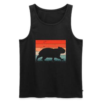 Capybara Animal Rongeur Capibara - Débardeur bio Premium Homme - noir - Devant - AI Model Male 178 light (178cm)