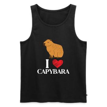 Capybara Animal Rongeur Capibara - Débardeur bio Premium Homme - noir - Devant - AI Model Male 178 light (178cm)