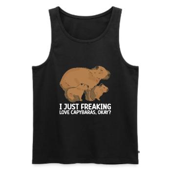 Capybara Animal Rongeur Capibara - Débardeur bio Premium Homme - noir - Devant - AI Model Male 178 light (178cm)