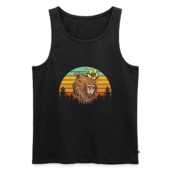 Capybara Animal Rongeur Capibara - Débardeur bio Premium Homme - noir - Devant - AI Model Male 178 light (178cm)