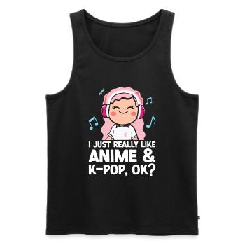 Anime & K-Pop Music Kpop Japanese Manga Otaku - Men's Premium Organic Tank Top - black - Front - Michal (187cm)