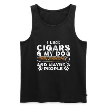 Cigare et chiens fumant des toabacos - Débardeur bio Premium Homme - noir - Devant - AI Model Male 178 light (178cm)