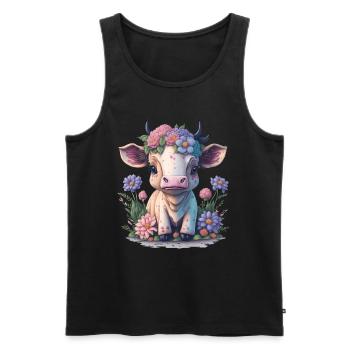 Cow - Men's Premium Organic Tank Top - black - Front - Michal (187cm)