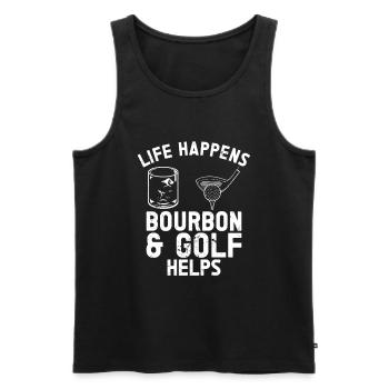 Bourbon & Golf Whikey Golfspieler Golfer - Men's Premium Organic Tank Top - black - Front - Michal (187cm)
