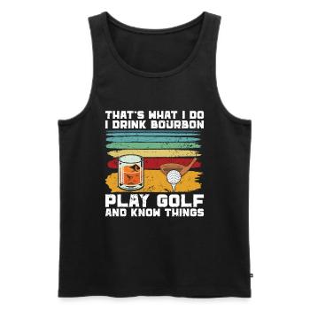 Bourbon & Golf Whikey Golfspieler Golfer - Men's Premium Organic Tank Top - black - Front - Michal (187cm)