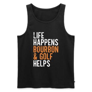 Bourbon & Golf Whikey Golfspieler Golfer - Men's Premium Organic Tank Top - black - Front - Michal (187cm)