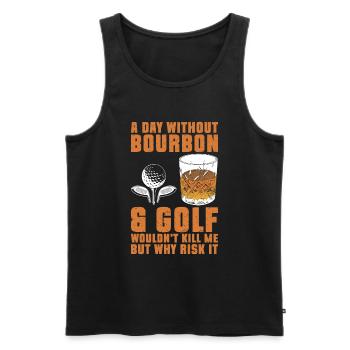 Bourbon & Golf Whikey Golfspieler Golfer - Men's Premium Organic Tank Top - black - Front - Michal (187cm)