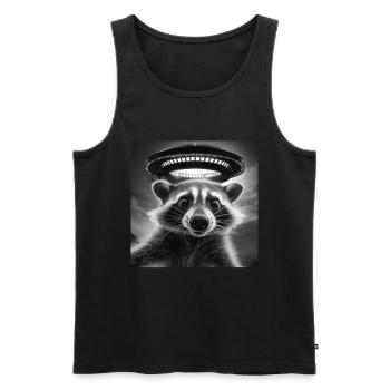 Funny Frightened Raccoon Selfie UFO Alien - Men's Premium Organic Tank Top - black - Front - Michal (187cm)