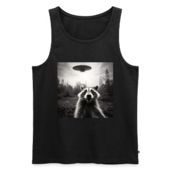 Funny Frightened Raccoon Selfie UFO Alien - Men's Premium Organic Tank Top - black - Front - Michal (187cm)