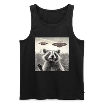 Funny Frightened Raccoon Selfie UFO Alien - Men's Premium Organic Tank Top - black - Front - Michal (187cm)