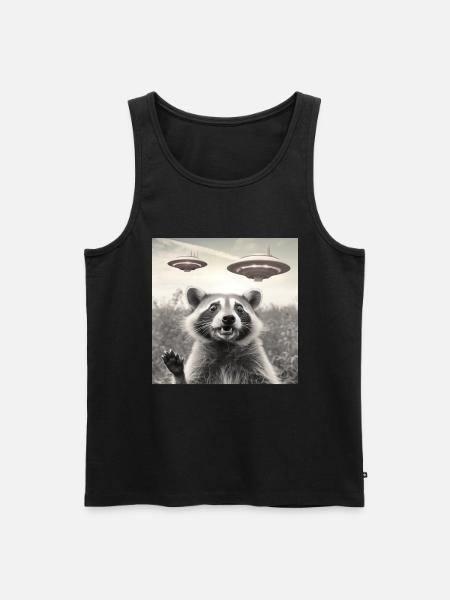 Lustig Erschrecktes Waschbär Selfie UFO Alien - Männer Premium Bio Tank Top - Schwarz
