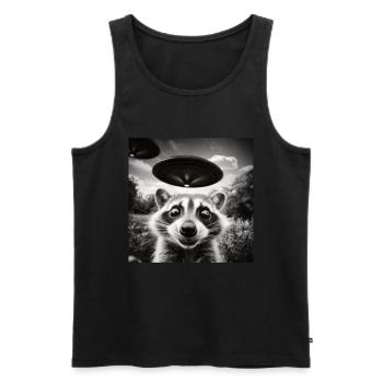 Funny Frightened Raccoon Selfie UFO Alien - Men's Premium Organic Tank Top - black - Front - Michal (187cm)