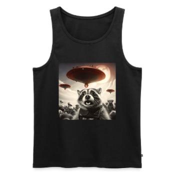Funny Frightened Raccoon Selfie UFO Alien - Men's Premium Organic Tank Top - black - Front - Michal (187cm)