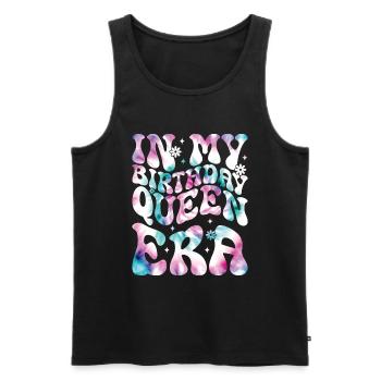 Anniversaire Queen Groovy Flower Party Famille - Débardeur bio Premium Homme - noir - Devant - AI Model Male 178 light (178cm)