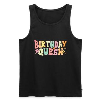 Anniversaire Queen Groovy Flower Party Famille - Débardeur bio Premium Homme - noir - Devant - AI Model Male 178 light (178cm)