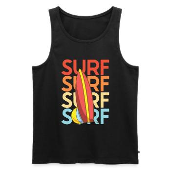 Vintage Surfer Retro Surfing Beach Surf - Men's Premium Organic Tank Top - black - Front - Michal (187cm)