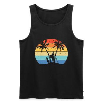Vintage Surfer Retro Surfing Beach Surf - Men's Premium Organic Tank Top - black - Front - Michal (187cm)