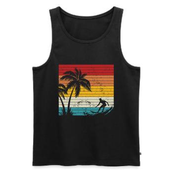 Vintage Surfer Retro Surfing Beach Surf - Men's Premium Organic Tank Top - black - Front - Michal (187cm)