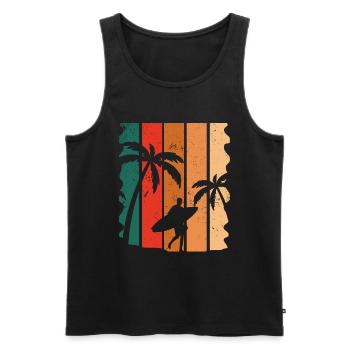 Vintage Surfer Retro Surfing Beach Surf - Men's Premium Organic Tank Top - black - Front - Michal (187cm)
