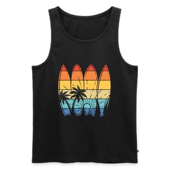 Vintage Surfer Retro Surfing Beach Surf - Men's Premium Organic Tank Top - black - Front - Michal (187cm)