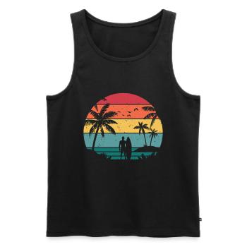 Vintage Surfer Retro Surfing Beach Surf - Men's Premium Organic Tank Top - black - Front - Michal (187cm)