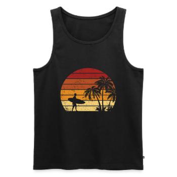 Vintage Surfer Retro Surfing Beach Surf - Men's Premium Organic Tank Top - black - Front - Michal (187cm)