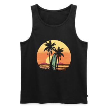 Vintage Surfer Retro Surfing Beach Surf - Men's Premium Organic Tank Top - black - Front - Michal (187cm)