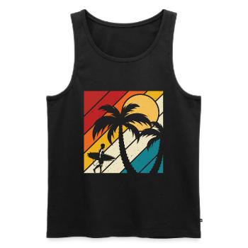 Vintage Surfer Retro Surfing Beach Surf - Men's Premium Organic Tank Top - black - Front - Michal (187cm)