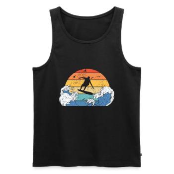 Vintage Surfer Retro Surfing Beach Surf - Men's Premium Organic Tank Top - black - Front - Michal (187cm)
