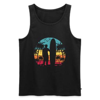 Vintage Surfer Retro Surfing Beach Surf - Men's Premium Organic Tank Top - black - Front - Michal (187cm)