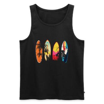 Vintage Surfer Retro Surfing Beach Surf - Men's Premium Organic Tank Top - black - Front - Michal (187cm)