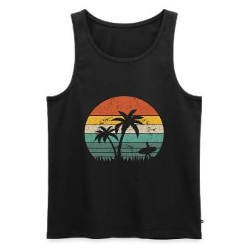 Vintage Surfer Retro Surfing Beach Surf - Men's Premium Organic Tank Top - black - Front - Michal (187cm)