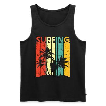 Vintage Surfer Retro Surfing Beach Surf - Men's Premium Organic Tank Top - black - Front - Michal (187cm)