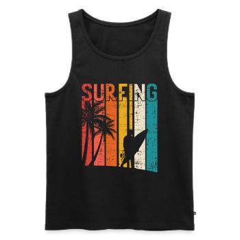 Vintage Surfer Retro Surfing Beach Surf - Men's Premium Organic Tank Top - black - Front - Michal (187cm)