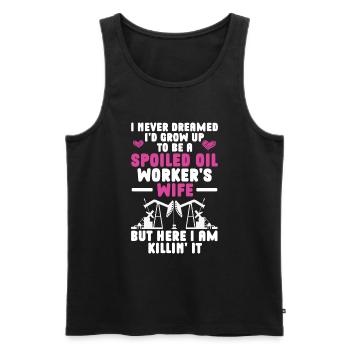 Travailleur pétrolier Rig Roughneck Oilfield Woman - Débardeur bio Premium Homme - noir - Devant - AI Model Male 178 light (178cm)
