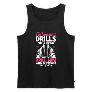 Oilfield Worker Rig Roughneck Oilfield Woman - Men's Premium Organic Tank Top - black - Front - Michal (187cm)