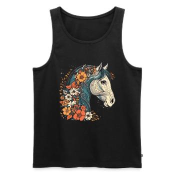Cavalier Cheval Portrait Western Cowboy - Débardeur bio Premium Homme - noir - Devant - AI Model Male 178 light (178cm)