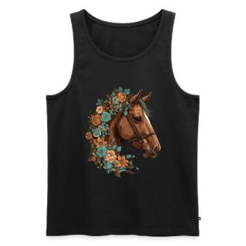 Cavalier Cheval Portrait Western Cowboy - Débardeur bio Premium Homme - noir - Devant - AI Model Male 178 light (178cm)